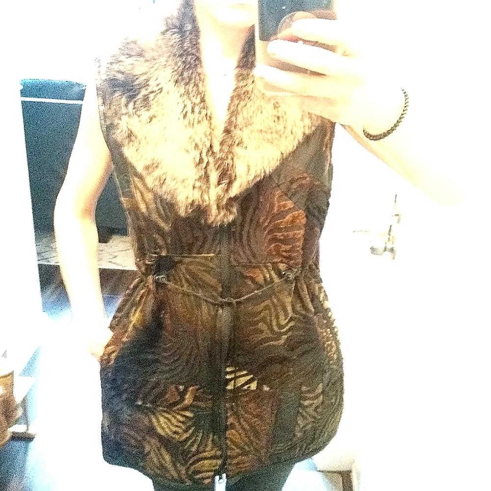 Genuine Leather and Fur long vest